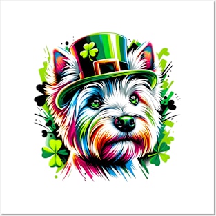 West Highland White Terrier Celebrates St Patrick's Day Posters and Art